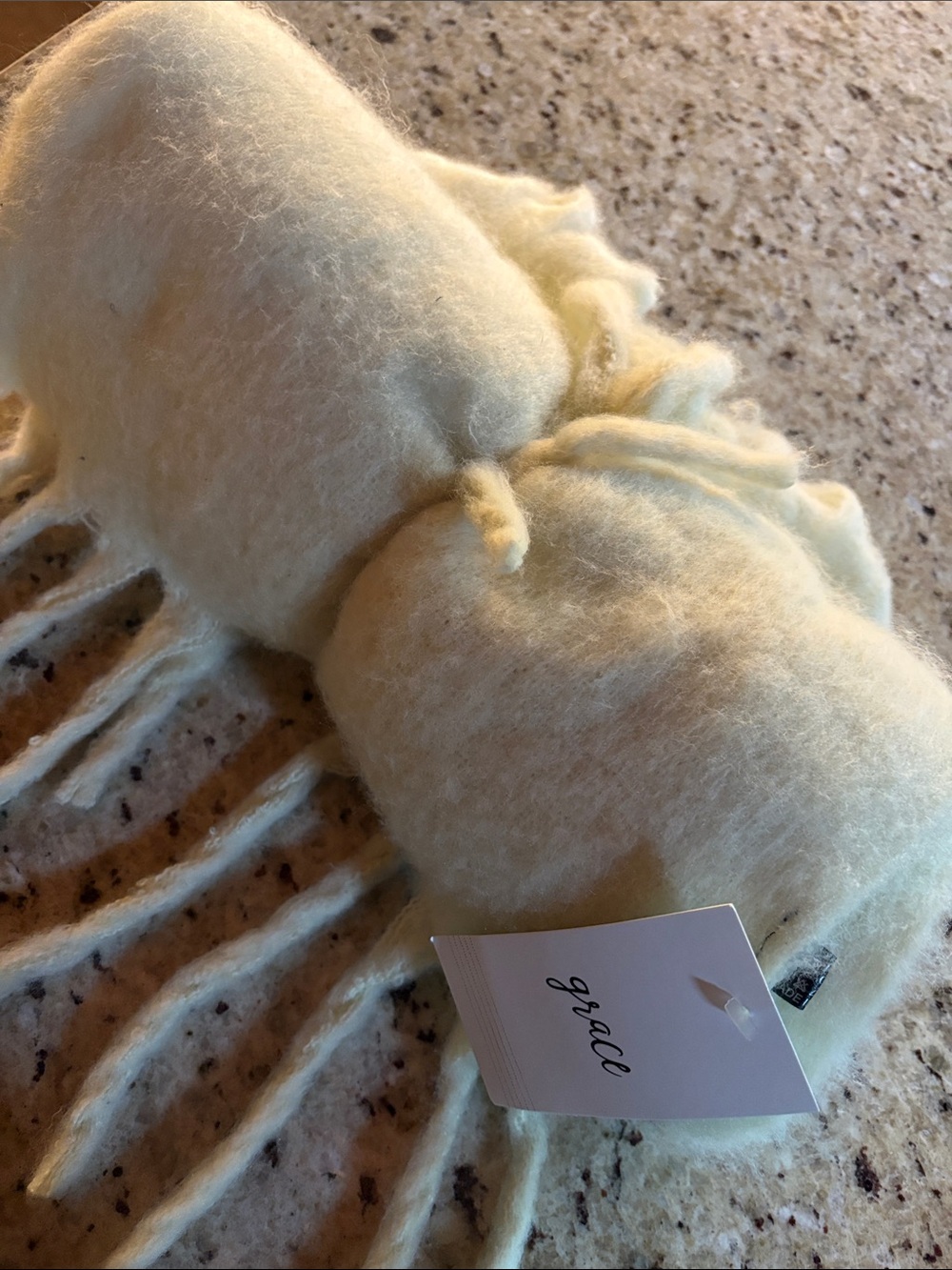 Grace Cream Soft Fringe Scarf